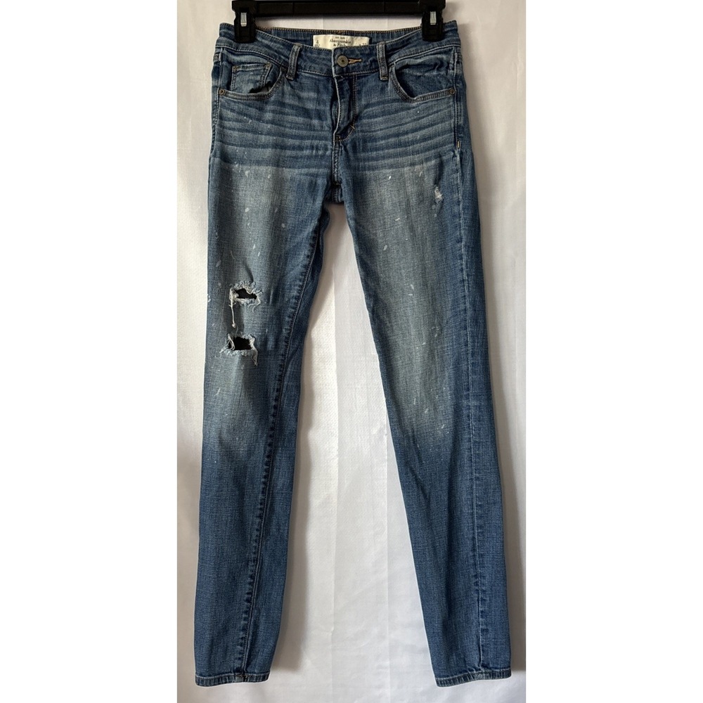 Abercrombie & Fitch Jr. Womens Jeans Sz 4 27 x 30.5 Light Wash Low Rise Straight